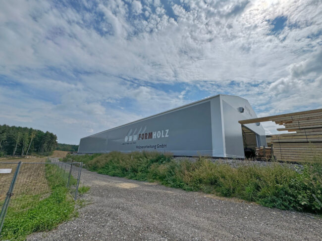 Modular Giebelhalle von der Seite
