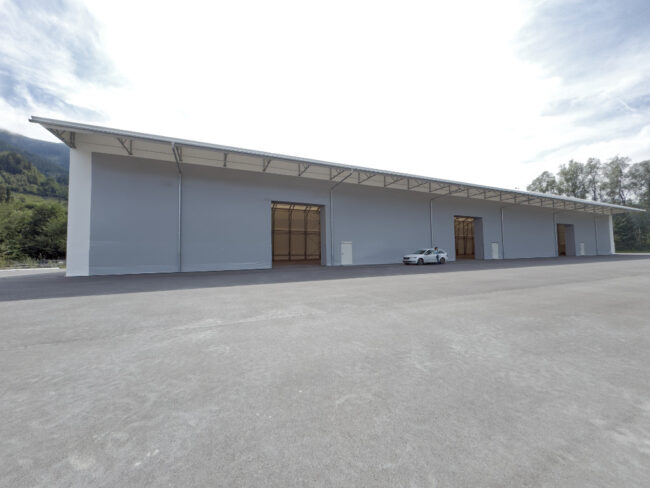 Modular Giebelhalle von der Seite